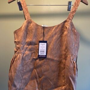 Poly Tank Floral Crop Top in Brown